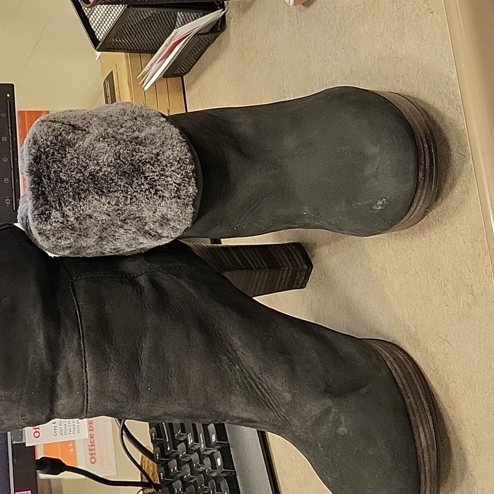 Grey suade boots